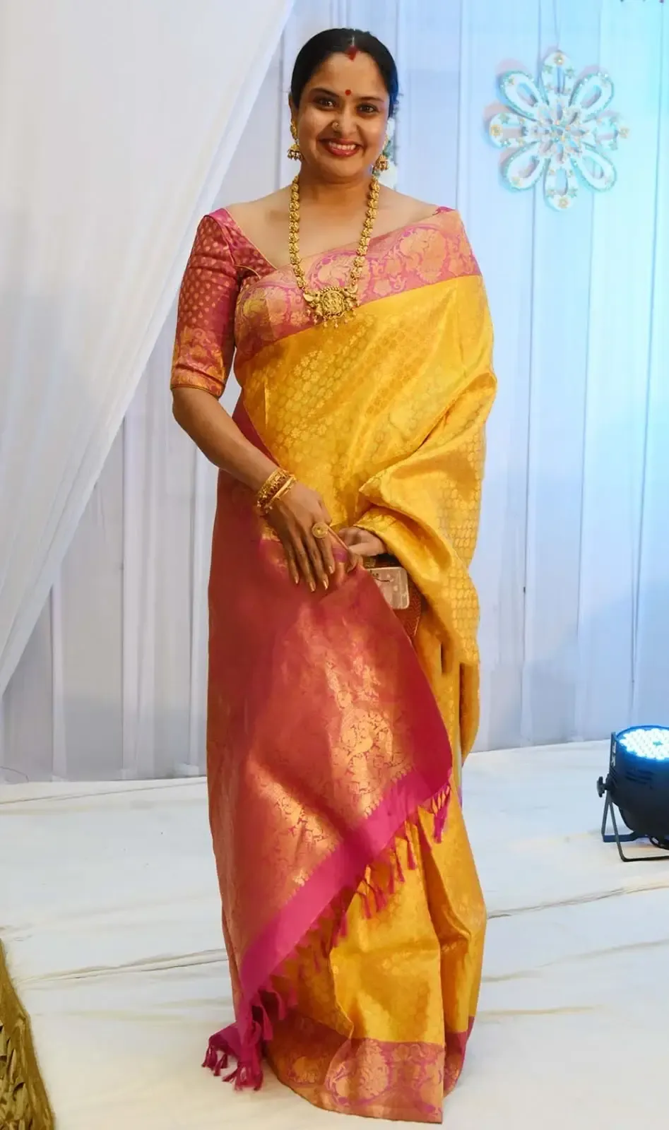 Indian Actress Pragathi Mahavadi Photos In Yellow Saree